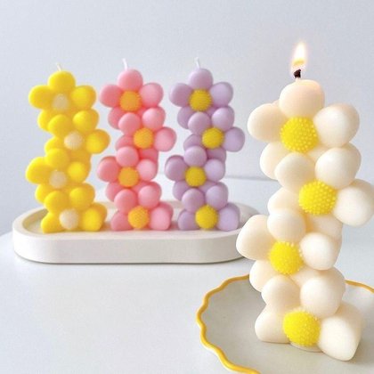Moule bougie — marguerites empilées — moule silicone artisanal MSB