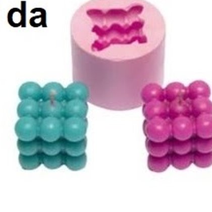 Moule bougie — cube bulles, moule cylindrique — moule silicone artisanal MSB